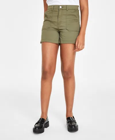 Levi's Women's Mid-rise Zip-fly Utility Shorts In Olive Night