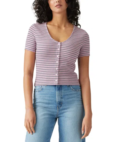 LEVI'S WOMEN'S MUSE SHORT-SLEEVE BUTTON-FRONT TOP