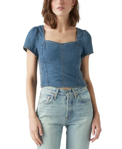 Levi's Ophelia Short Sleeve Denim Corset In Turn Up Mid