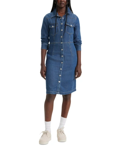 Levi's Women's Otto Western Button-front Denim Dress In Square Deal