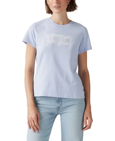 Levi's Women's Perfect Crewneck Brand Cotton T-shirt In Floral Bandana Print Bw Fill Kentucky Bl
