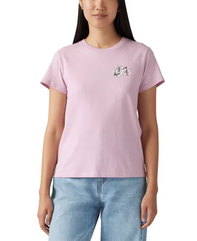 Levi's Women's Perfect Graphic Logo Cotton T-shirt In Lily Hl Logo Fragrant Lilac