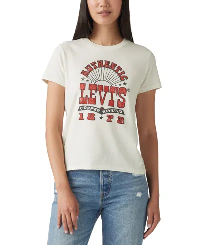 Levi's Women's Perfect Graphic Logo Cotton T-shirt In Levis Copper Riveted Rock Poster Sugar S