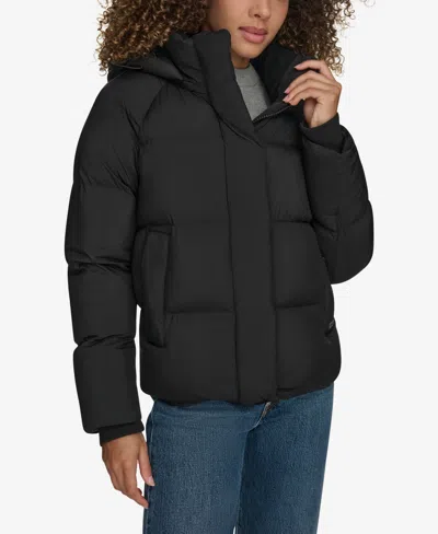 Levi's Women's Quilted Hooded Puffer Jacket In Black