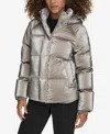 Levi's Women's Quilted Hooded Puffer Jacket In Silver