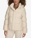 Levi's Women's Quilted Hooded Puffer Jacket In White