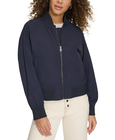 Levi's Women's Relaxed Zip-front Ribbed-hem Bomber Jacket In Navy