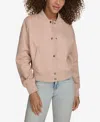 Levi's Women's Ribbed-edge Cropped Denim Bomber Jacket In Light Pink