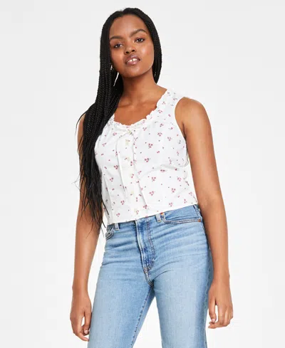 Levi's Levis Shane Tie Neck Top Ripped Bellbottom Jeans In Esther Floral Sunny Cream