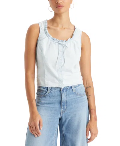 Levi's Women's Shane Cotton Tie-neck Button-front Top In Never Goin