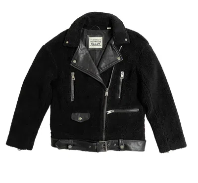 Levi's Women's Sherpa Oversized Belted Motorcycle Jacket In Black