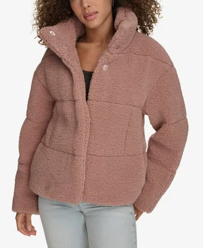 Levi's Women's Short Sherpa Teddy Jacket In Mauve