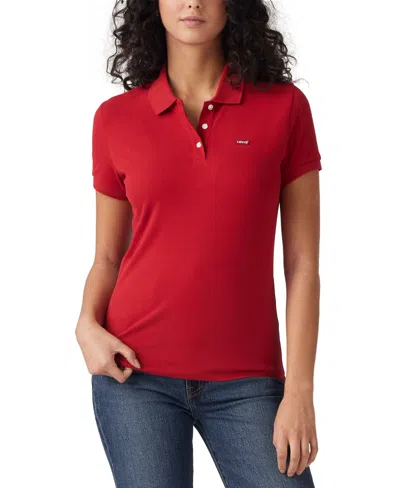 Levi's Women's Short-sleeve Pique Knit Polo Shirt In Scarlet Smile