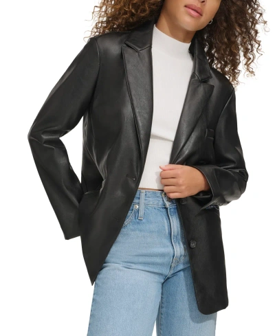 Levi's Women's Single-breasted Faux-leather Blazer In Black