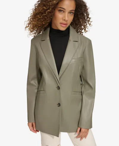 Levi's Women's Single-breasted Faux-leather Blazer In Sage