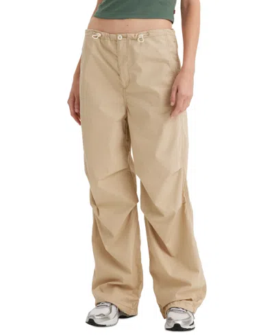 Levi's Women's Solid Drawstring-waist Cotton Parachute Pants In Safari