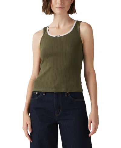 Levi's Women's Sweetie Pointelle Tank Top In Olive Night