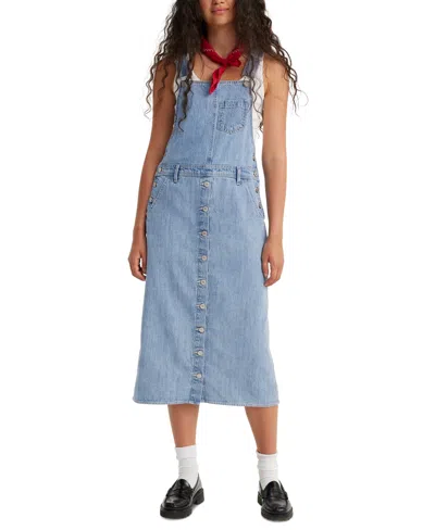 Levi's Women's Tico Cotton Button-front Overalls Dress In Twisted Words