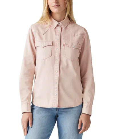 Levi's Women's Ultimate Western Cotton Denim Shirt In Cloudy Pale Mauve Top