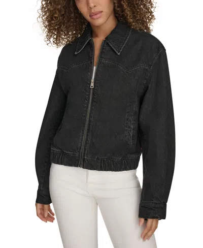 LEVI'S WOMEN'S WESTERN ZIP-FRONT DENIM BOMBER JACKET