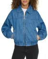Levi's Women's Western Zip-front Denim Bomber Jacket In Medium Wash Denim