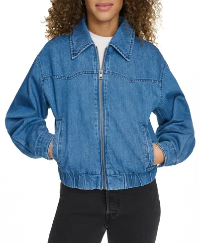 LEVI'S WOMEN'S WESTERN ZIP-FRONT DENIM BOMBER JACKET