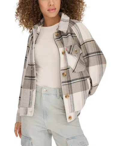Levi's Women's Wool Blend Shirt Jacket In Grey Plaid