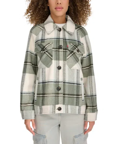 Levi's Women's Wool Blend Shirt Jacket In Sage Plaid