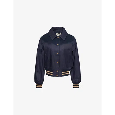 Levi's Womens Levis Lennox Varsity Two-jetted-pockets Regular-fit Denim Jacket In Bold Play