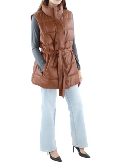 Levi's Womens Faux Leather Belted Vest In Brown