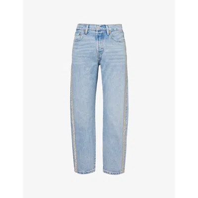 Levi's Womens Good As Silver 501 Cropped Straight-leg High-rise Denim Jeans