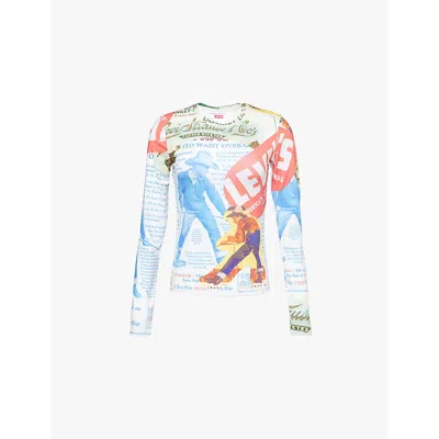 Levi's Womens Multi-color  X Adsb Andersson Bell Second Skin Graphic-print Stretch-woven Top Xl