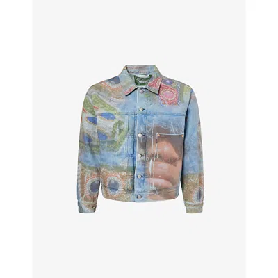 Levi's Womens Multi  X Denim Tears Photographic-print Denim Trucker Jacket