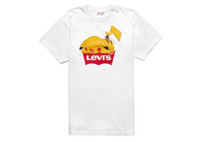 Pre-owned Levi's X Pokémon Pikachu Unisex Short Sleeve T-shirt In White