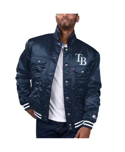 Levi's X Starter Men's Navy Tampa Bay Rays Silver Tab Satin Full-snap Trucker Jacket