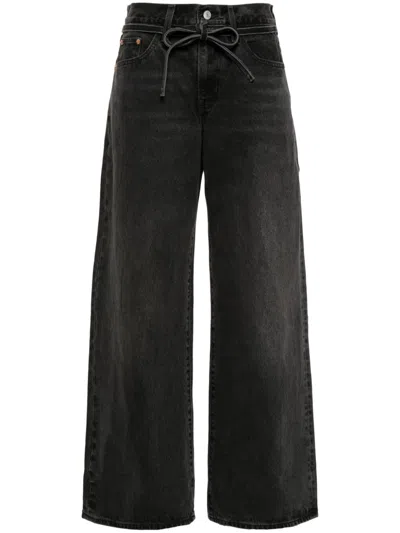 Levi's Straight-leg Black Denim Jeans With Belt Design And Relaxed Fit