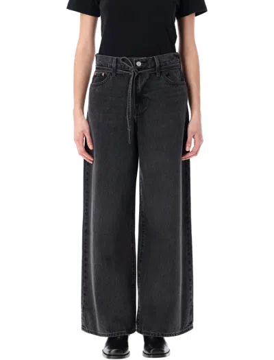 Levi's Straight-leg Black Denim Jeans With Belt Design And Relaxed Fit
