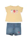 Levi's Yellow Suit For Baby Girl With Strawberries In Yellow