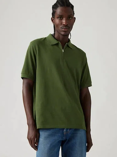 Levi's Zip Polo Shirt In Kombu Green