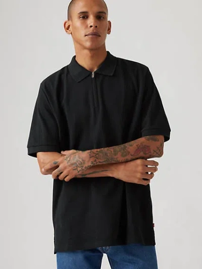 Levi's Zip Polo Shirt In Mineral Black