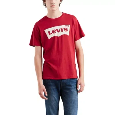 Levi 's Set-in Neck Mens Round Neck Short Sleeve Regular Fit Graphic T-shirt In Red