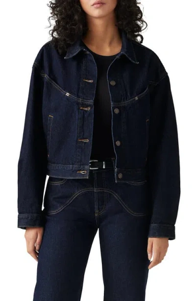 Levi's Navy Shrunken '90s Western Trucker Denim Jacket In Dream Nice Dreams
