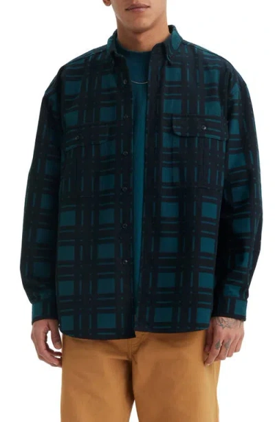 Levi's Skate Plaid Cotton Flannel Button-down Shirt In Black Pond Plaid Blk And Grn