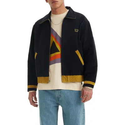 Levi's Skate Quilted Corduroy Varsity Jacket In Black Sulphur Black And Green