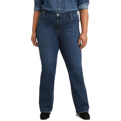 Levi Strauss & Co Plus 725 Womens High Rise Slim Cut Bootcut Jeans In Blue