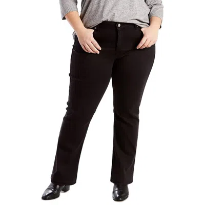 Levi Strauss & Co Plus Classic Straight Womens Pocket Denim Straight Leg Jeans In Black