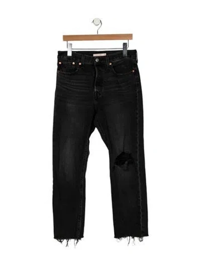 Pre-owned Levi Strauss High-rise Straight Leg Jeans In Black