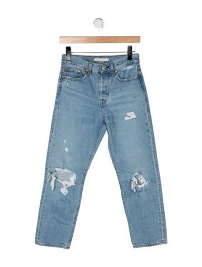 Pre-owned Levi Strauss High-rise Straight Leg Jeans In Blue