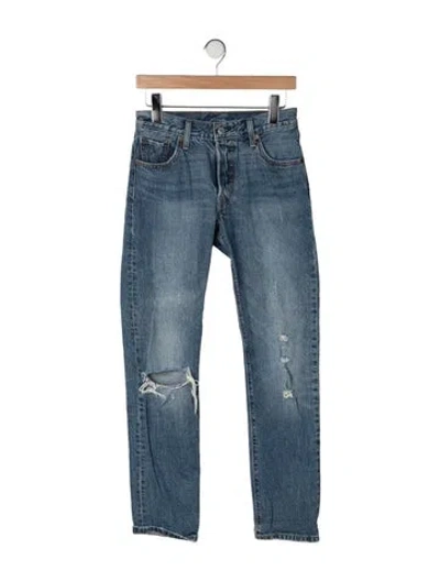 Pre-owned Levi Strauss High-rise Straight Leg Jeans In Blue