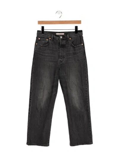 Pre-owned Levi Strauss High-rise Straight Leg Jeans In Gray